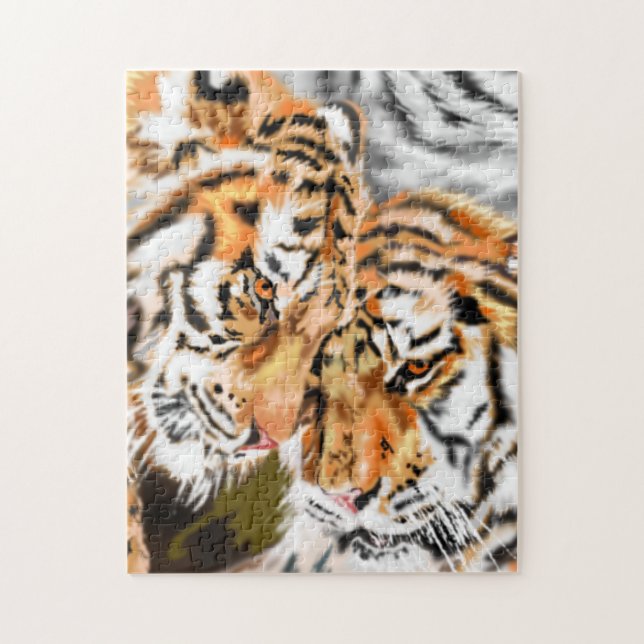 Tiger Couple Jigszle Puzzle Family Pussel (Vertikal)