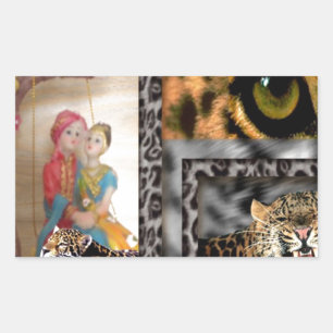 Tiger & Couple Konsttryck Rektangulärt Klistermärke
