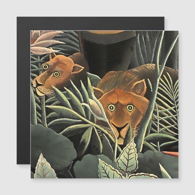 "Tiger - Detail from the Dream" av Henri Rousseau Magnetisk Inbjudningskort (Fram/baksida)