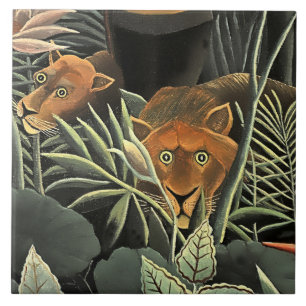 “Tiger - detalj från Drömmen” av Henri Rousseau Kakelplatta
