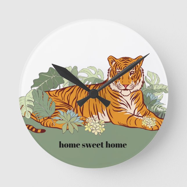 Tiger, djungel rund klocka (Framsida)