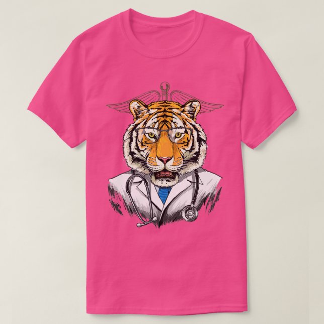 Tiger Doktor Vet Veterinarian Animal Lover T Shirt (Design framsida)