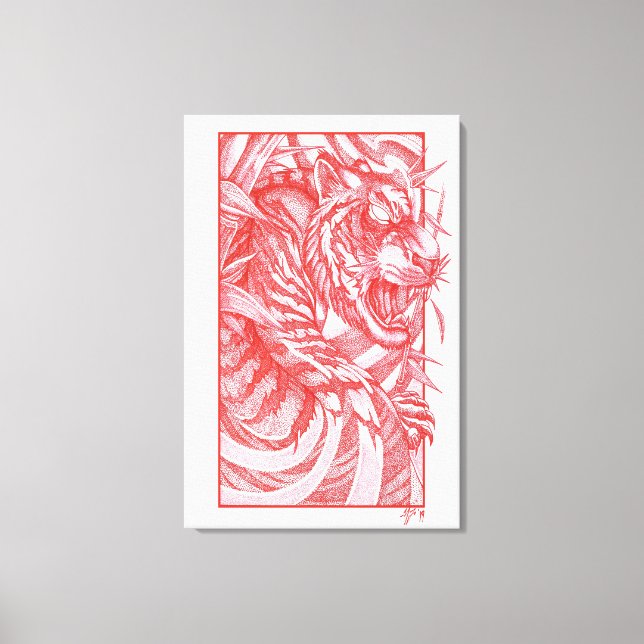 Tiger Dotwork tora Canvastryck (Framsida)