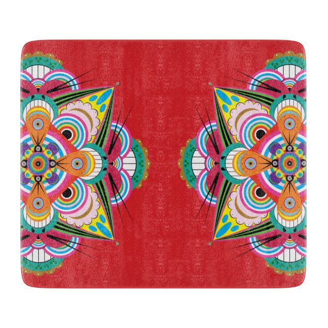 Tiger Dragon Mandala Glass Clearboard 7,5 x 6,5 (Framsidan)
