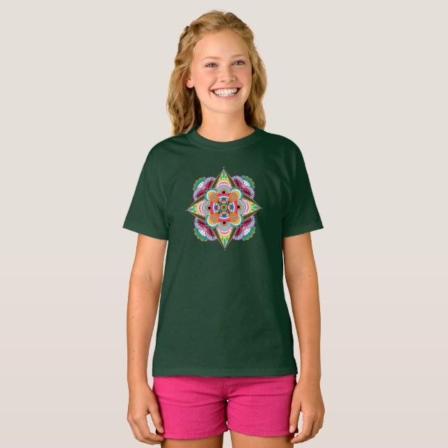 Tiger Dragon Mandala Kids T-Shirt (Hel framsida)