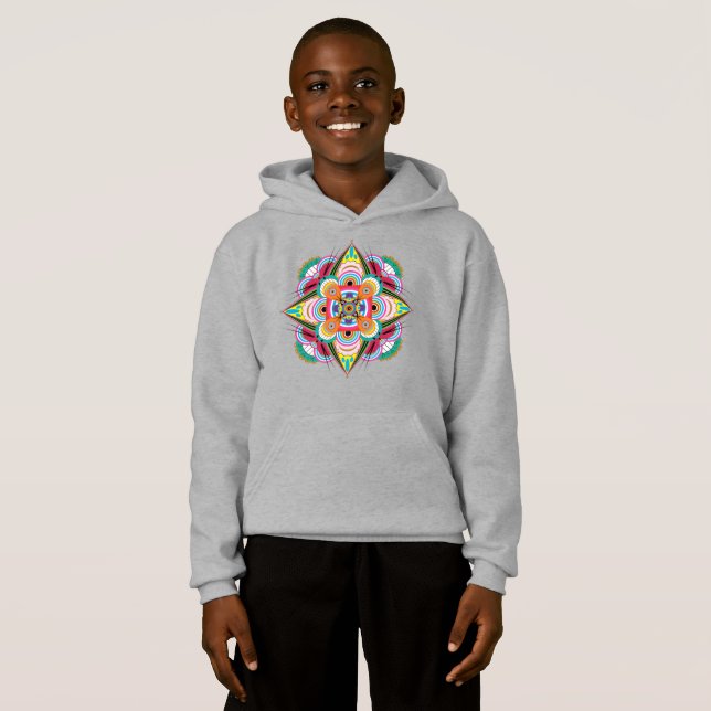 Tiger Dragon Mandala Kids Unisex Pullover Hoodie T Shirt (Hel framsida)