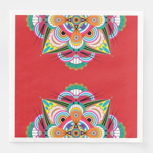 Tiger Dragon Mandala Pappra Napkins Pappersservett (Framsida)