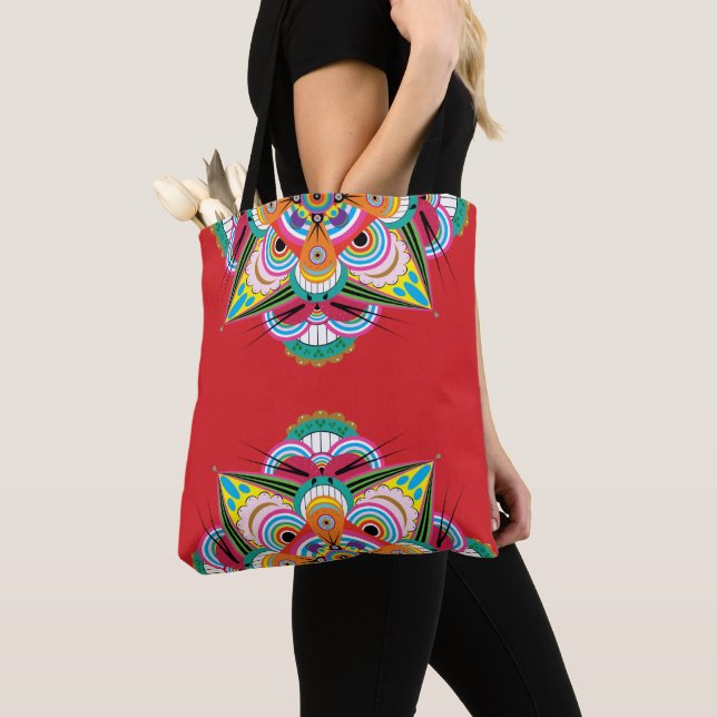 Tiger Dragon Mandala Shoulder Tote (2 storlekar) Tygkasse (Närbild)