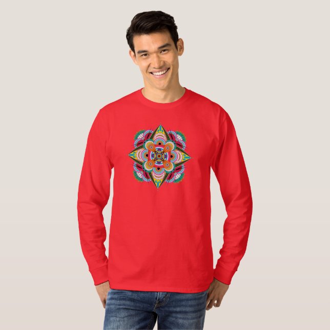 Tiger Dragon Mandala Unisex Långärmad Shirt T Shirt (Hel framsida)