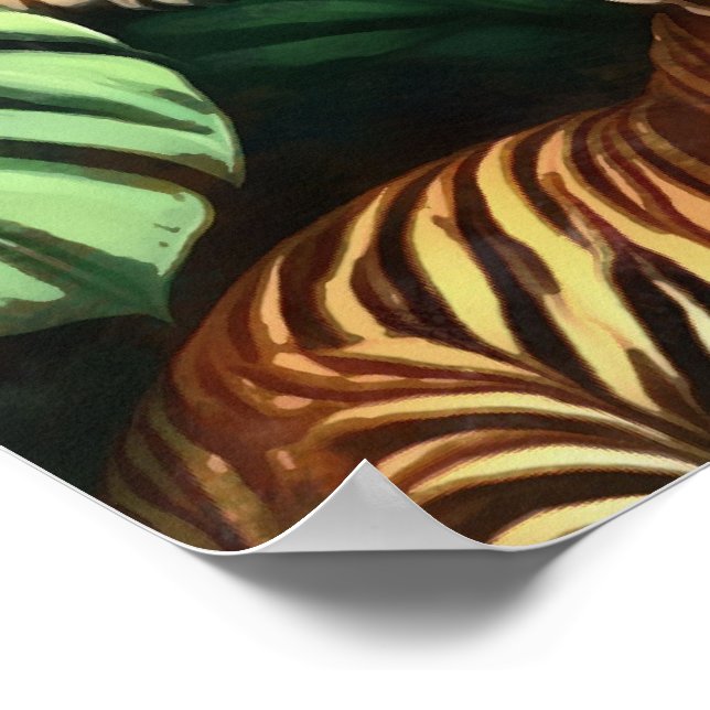 Tiger Dschungeldrömmar Sömlös Ytmönster Poster (Hörn)