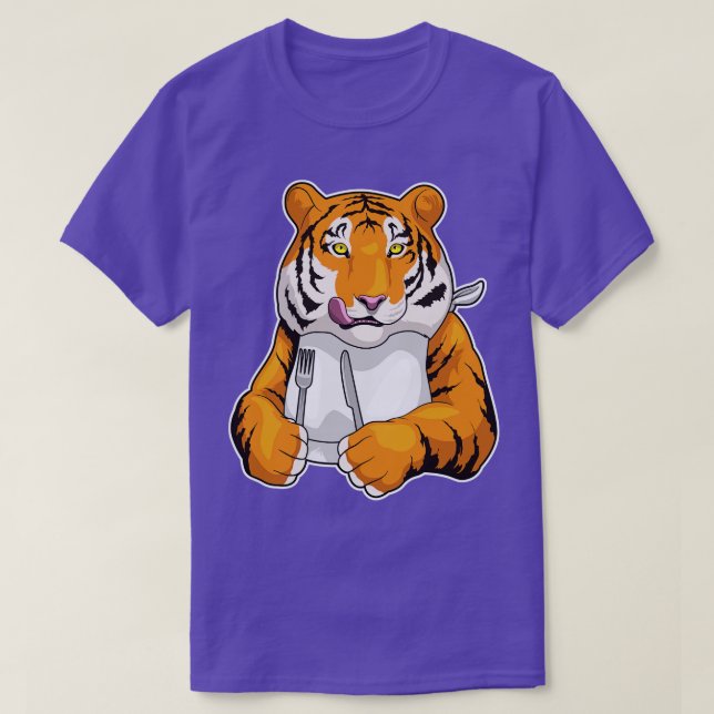 Tiger Eating Knivar Fork T Shirt (Design framsida)