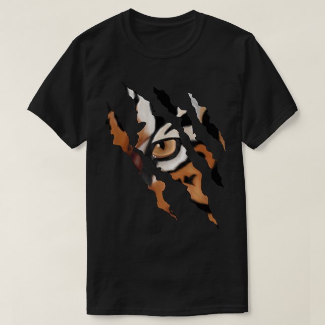 Tiger Eye Scratch Klodesign T Shirt (Design framsida)