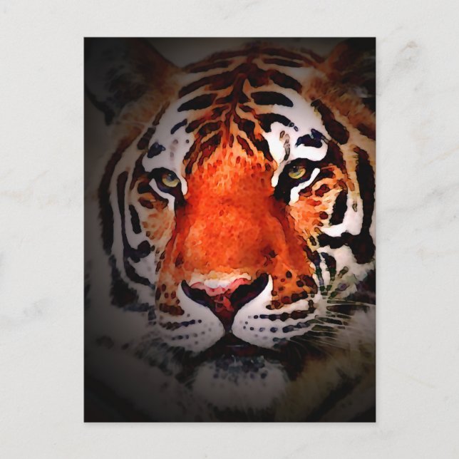 Tiger Face Motivational Artwork Vykort (Framsida)