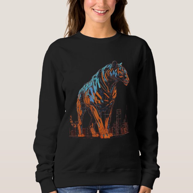 Tiger Fantasy Artwork Architecture Art Animal Moti T Shirt (Framsida)