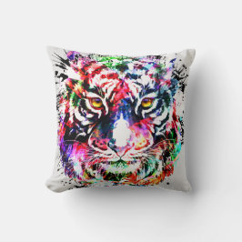 Tiger | Färgfull Teckning | Abstrakt Tiger Kudde