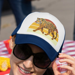 Tiger Faux Sequin look Retro Sunset Keps