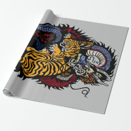 TIGER FIGHTING RITGON Wrapping Papper Presentpapper