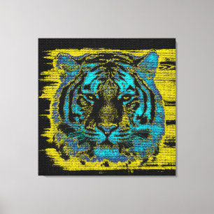 Tiger Fine Art on Burlap Rustic Jute #2 Canvastryck