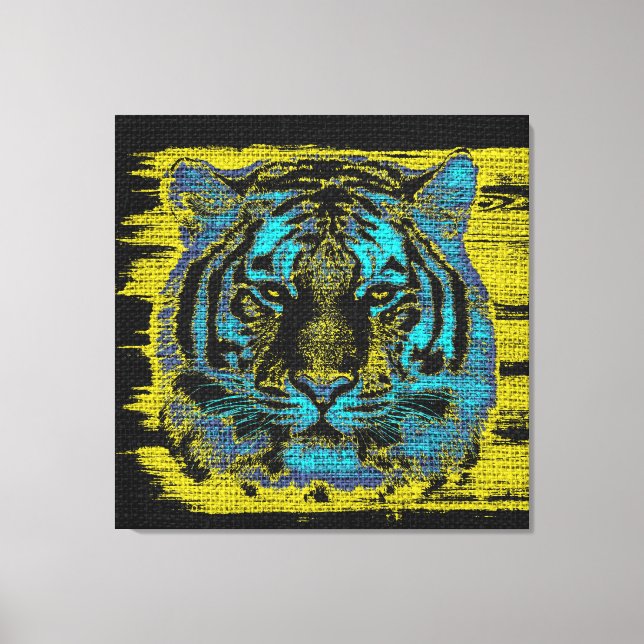 Tiger Fine Art on Burlap Rustic Jute #2 Canvastryck (Framsida)