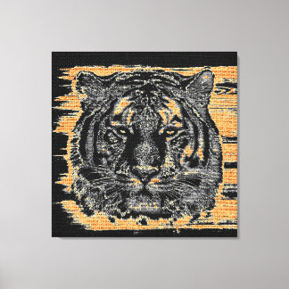 Tiger Fine Art on Burlap Rustic Jute #3 Canvastryck