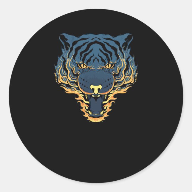 Tiger Fire Runt Klistermärke (Framsida)