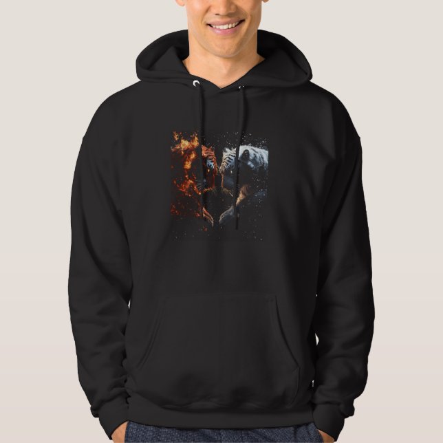 Tiger Fire Yang Animal Wildlife Cat Hoodie (Framsida)