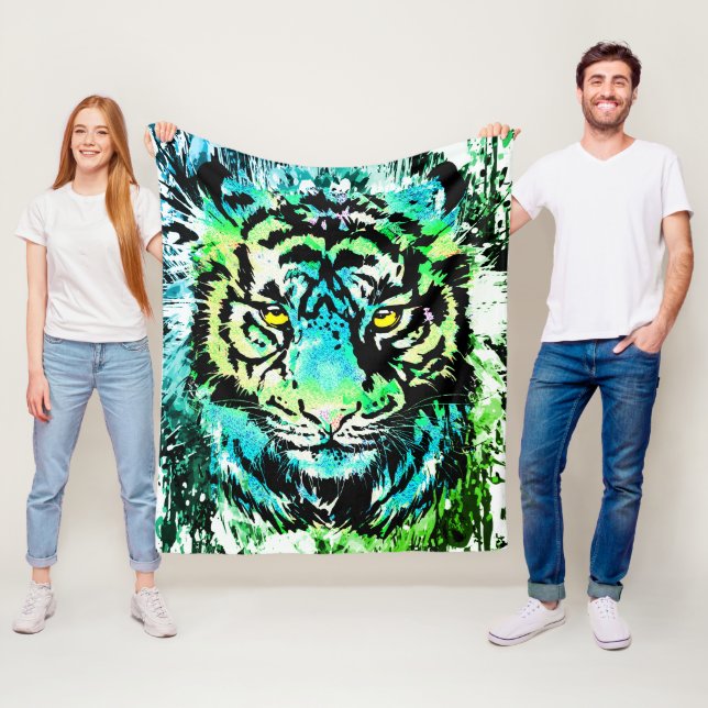 Tiger Fleece Blanket - Colorful Tiger Öga (På plats)