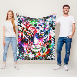 Tiger Fleece Blanket | Färgstark | Abstrakt Art