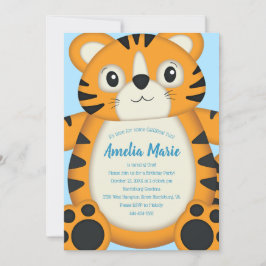 Tiger Födelsedagsfest Blue Inbjudningar