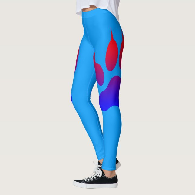 Tiger Foot Print Blue Leggings (Vänster)