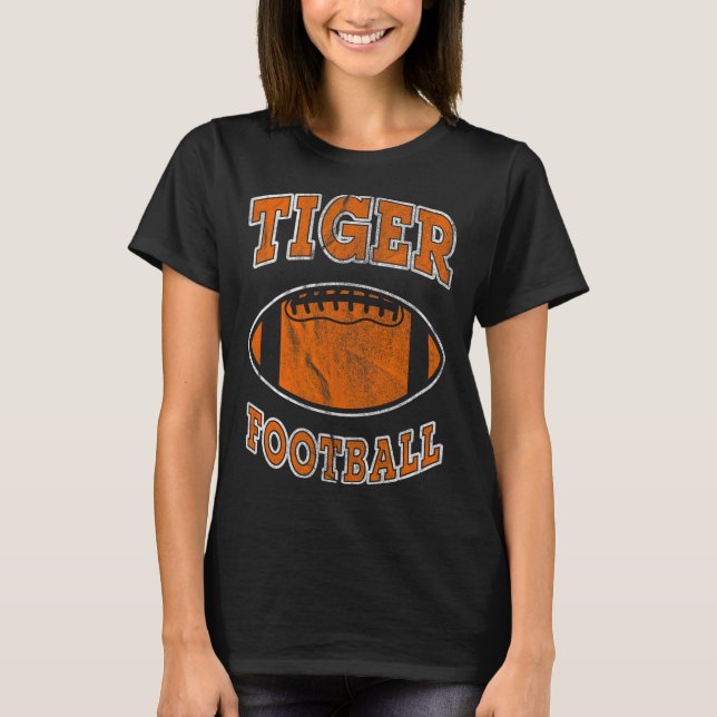 Tiger Football Vintage Distressed  T Shirt (Framsida)