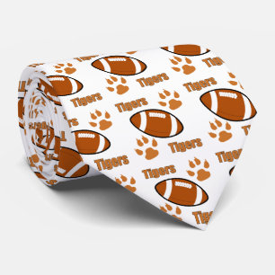 Tiger Football with Tass avtryck on White Necktie Slips
