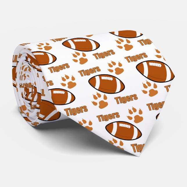 Tiger Football with Tass avtryck on White Necktie Slips (Rullad)