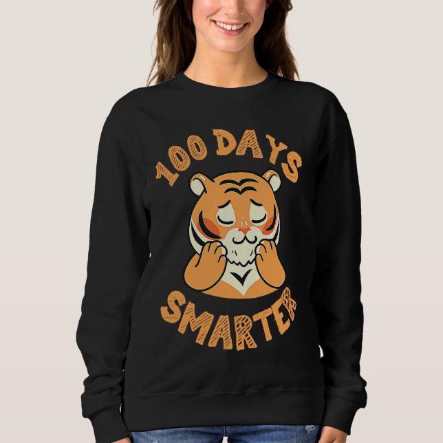 tiger for 100th day of school 100 days smarter t shirt (Framsida)