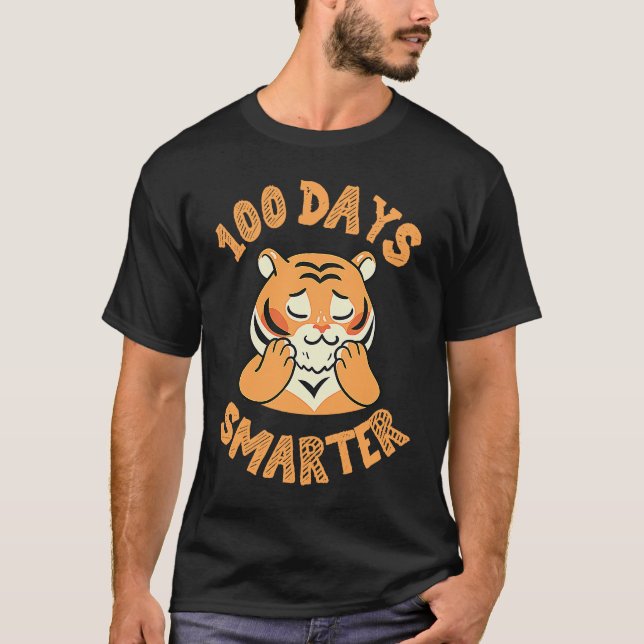 tiger for 100th day of school 100 days smarter t shirt (Framsida)