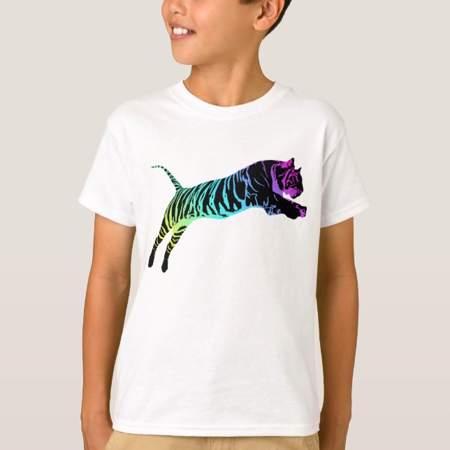 Tiger för flera Färgader Tee Shirt (Framsida)
