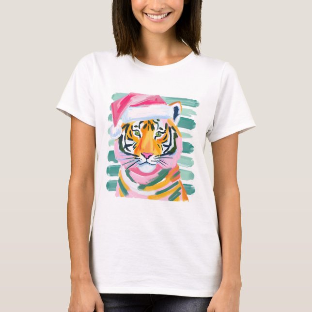 Tiger för julfesten t shirt (Framsida)
