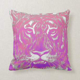 Tiger för ombre för abstrakt vitneon rosa kudde
