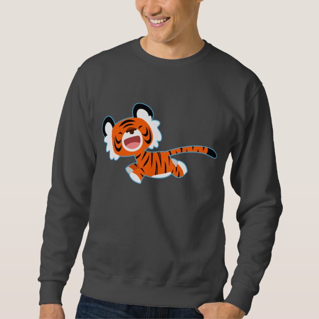 Tiger för Tecknad i Springa T-Shirt Lång Ärmad Tröja (Framsida)