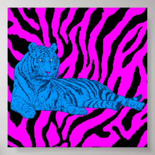 Tiger för vardagsrum för Corey tiger80-tal Retro Poster