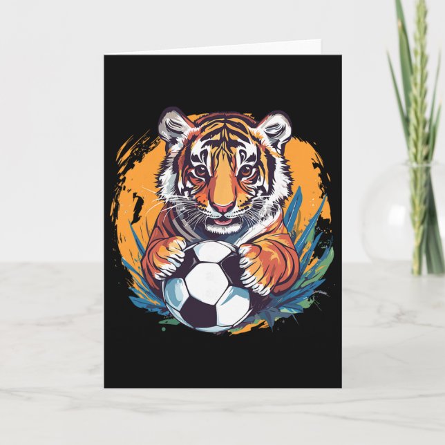 Tiger fotboll Byll Vild Djungeldjur  Kort (Framsida)
