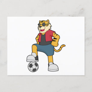 Tiger Fotbollsspelare Fotboll Vykort