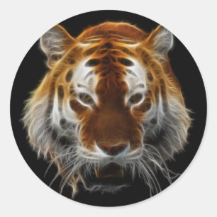 Tiger Fractal Runt Klistermärke