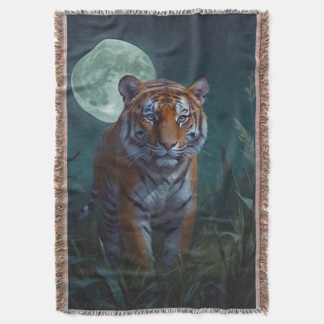 Tiger & full moon filt (Framsidan Vertikal)