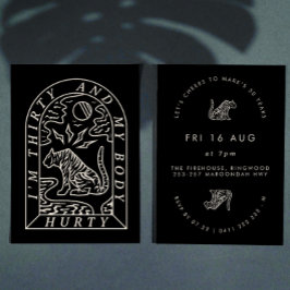 Tiger Funny Body Hurty 30års födelsedag-inbjudan Inbjudningar