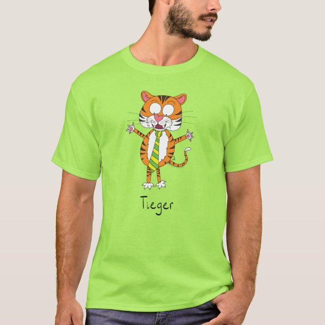 Tiger Funny Kids Tecknad T Shirt (Framsida)