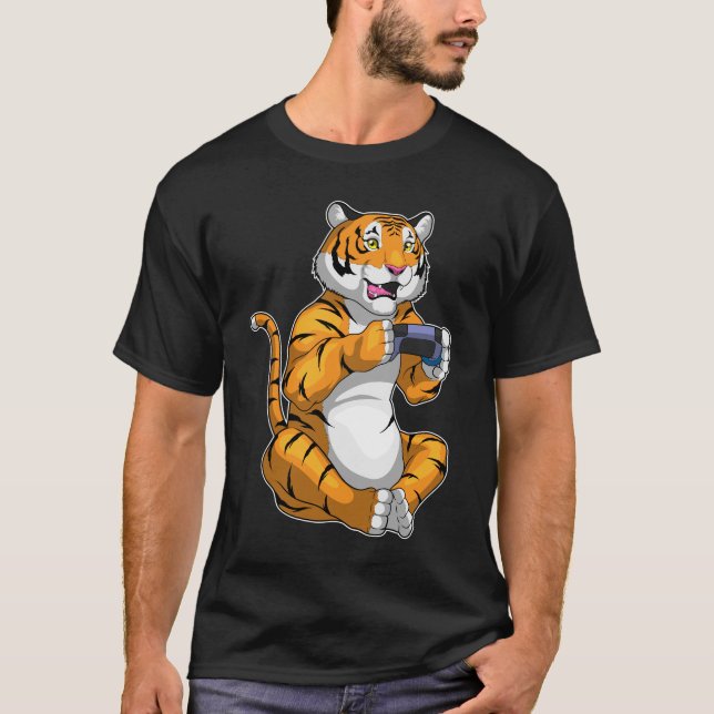 Tiger Gamer Controller T Shirt (Framsida)