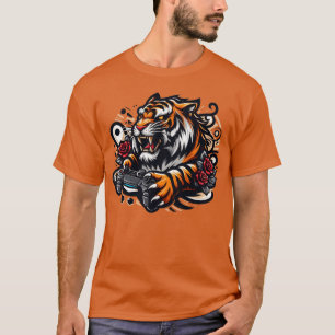 Tiger Gamer Orange T-Shirt för män