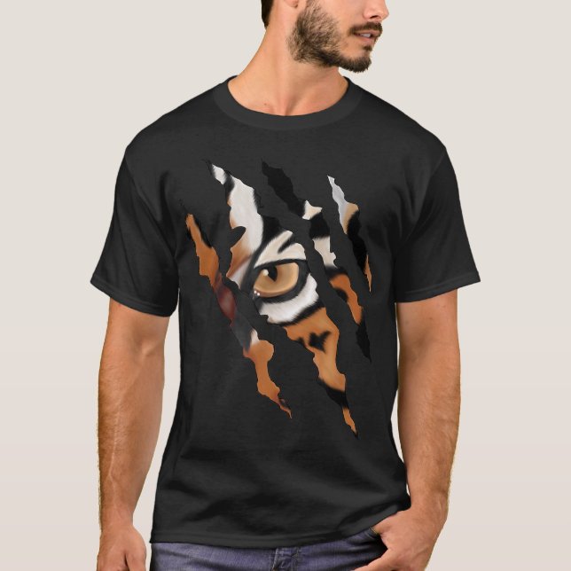 Tiger Gift|Katt Öga Klo Silhouette utan risk T Shirt (Framsida)