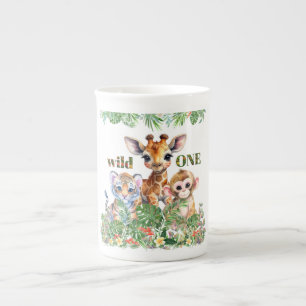 Tiger Giraffe Apa Vild En Benporslin Mugg